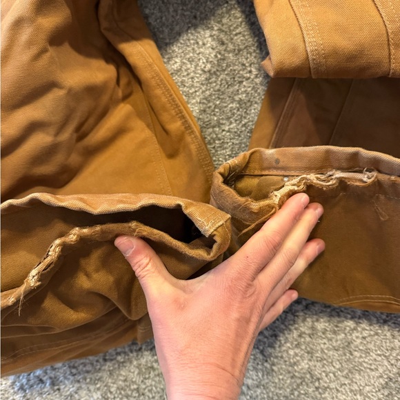 Carhartt Quilted Lined Duck Bib Overalls Mens 50x32‎ Zip To Thigh R41 BRN * - Picture 9 of 10